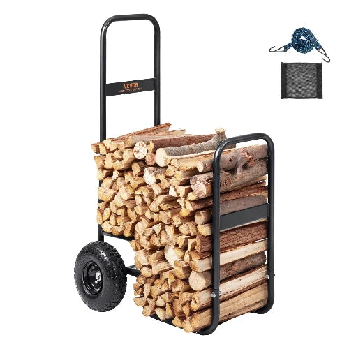 Chariot de Bûches de Bois Acier 67x52x110 cm