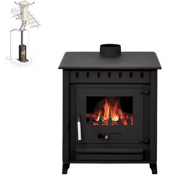 Pack Poêle à bois LYA 12 bûches 45cm + Kit Conduit 150 - Aci INTERSTOVES