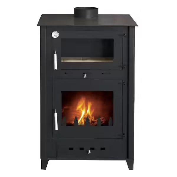 Poêle à bois avec four Rosa 10 | Bûches 50cm - Noir INTERSTOVES