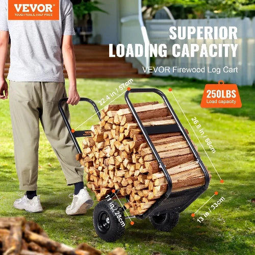 Chariot de Bûches de Bois Acier 67x52x110 cm