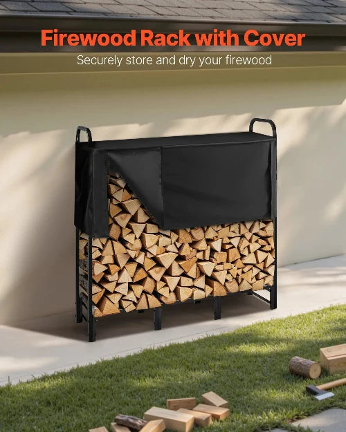 Support à bois de chauffage avec housse imperméable