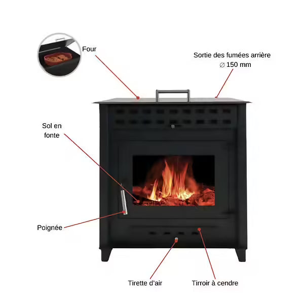 POÊLE À BOIS NOA 9 | BÛCHES 50CM - Noir INTERSTOVES