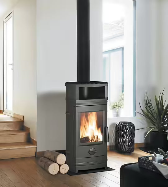 Poêle à bois Treville - Fonte - Anthracite - 8kW INVICTA