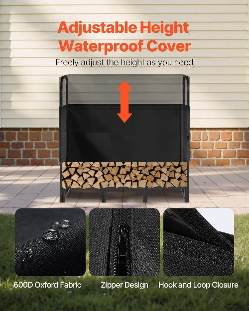 Support à bois de chauffage avec housse imperméable