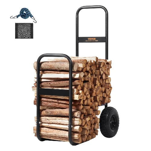 Chariot de Bûches de Bois Acier 67x52x110 cm