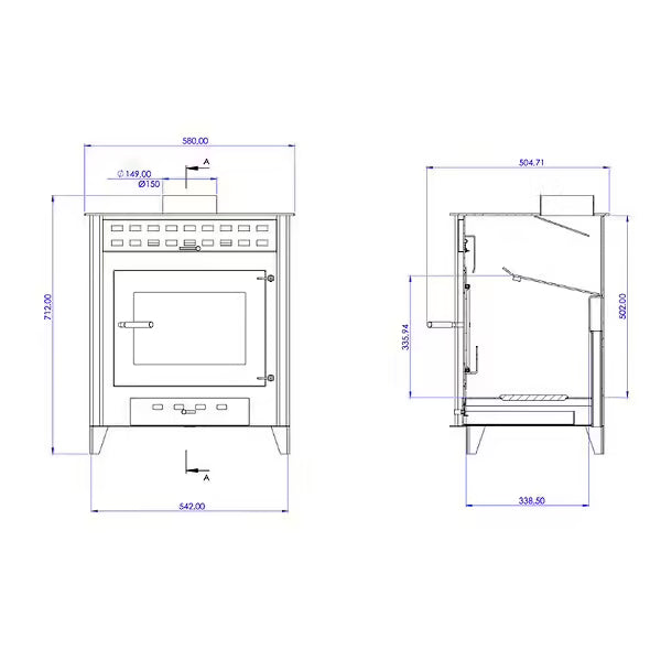 POÊLE À BOIS LUNA 9 | Bûches 50CM - Noir INTERSTOVES