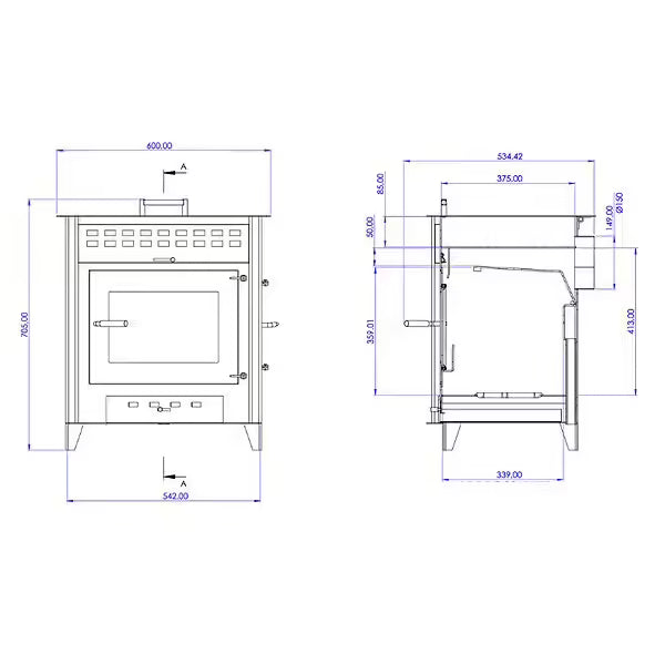 POÊLE À BOIS HUGO 9 | BÛCHES 50CM - Noir INTERSTOVES