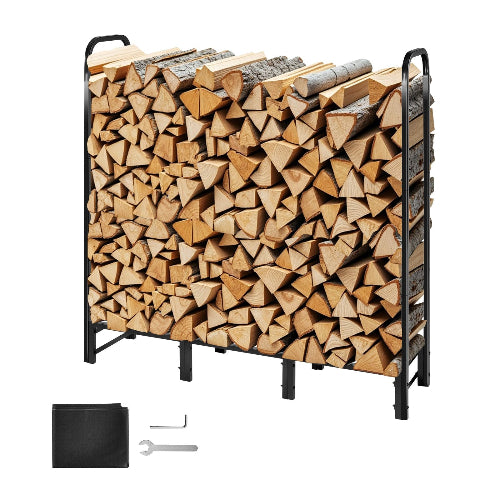 Support à bois de chauffage avec housse imperméable