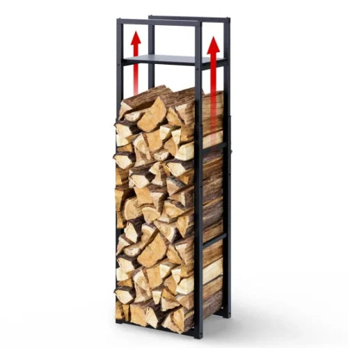 Porte bûche vertical télescopique avec étagère 45x32x170cm