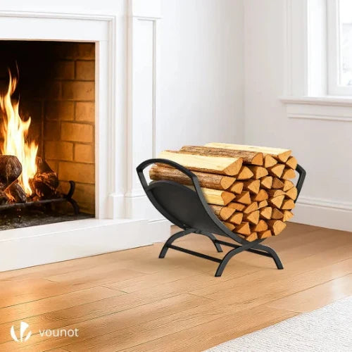 Range Buche Support a bois 40.5x32x33cm en Metal noir