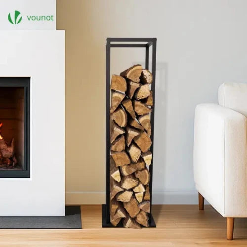 Porte bûche vertical 33x33x112cm - métal - range bûche