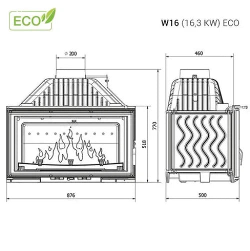 Insert à bois encastrable W16 ECO – 16,3 kW