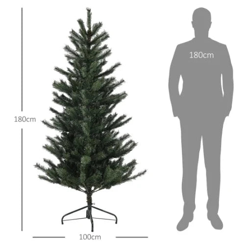Sapin de Noël artificiel 180 cm pliable ignifuge avec support acier vert
