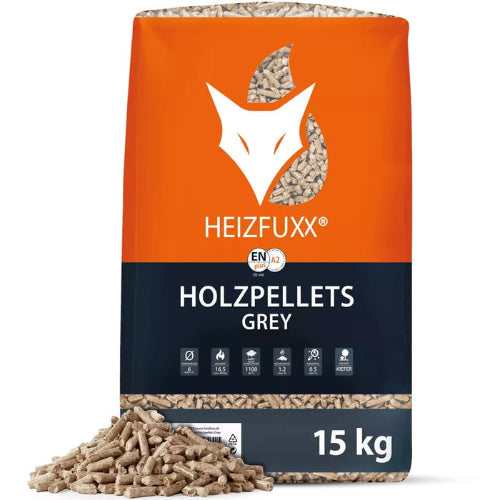 Granulés HEIZFUXX gris EN+ A2 – Palette 65 sacs x 15kg