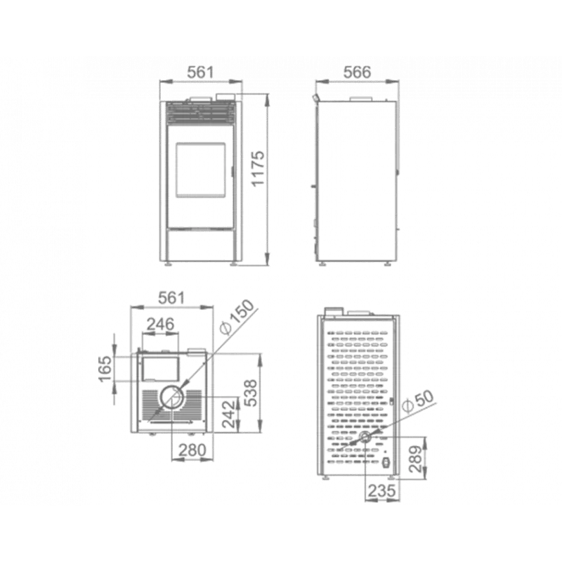 Poêle mixte bois et granulés BiWood vitre sérigraphiée - 11,2 Kw
