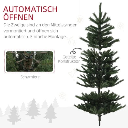 Sapin de Noël artificiel 180 cm pliable ignifuge avec support acier vert