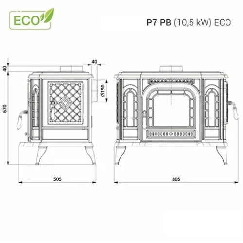 Poêle à Bois sur pied P7 ECO 10,5 kW
